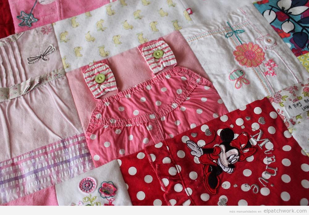 Manta patchwork quilt recuerdo ropa bebé 4