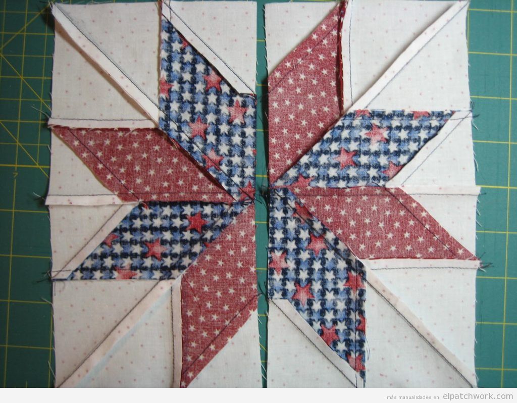 Tutorial quilt patchwork modelo estrella Lemoyne, paso 7