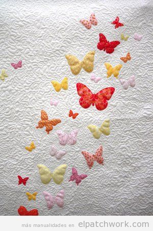 Tutorial colcha infantil apliques mariposas patchwork, paso 4