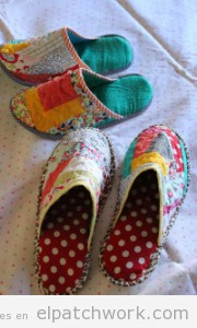 Zapatillas o pantuflas hechas de patchwork
