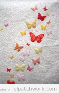 Tutorial colcha infantil apliques mariposas patchwork, paso 4