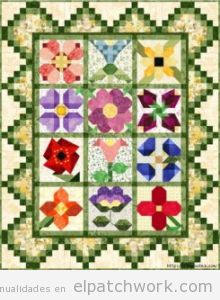 Patrón colcha de flores de patchwork